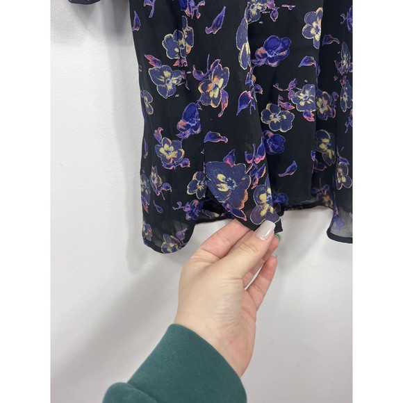 Ganni Floral Georgette Long Sleeve Shift Mini Dress Multicolor Size 36 - Picture 5 of 14